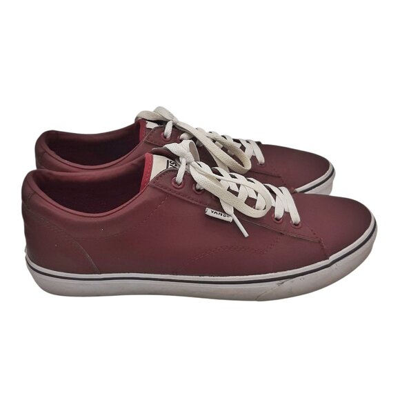 Vans Dark Burgundy Faux Leather (?) Low Top Old Skool Lace Up Sneakers SZ 10 - Picture 2 of 13